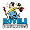 The logo for kovele plumbing shows a man holding a wrench and a toolbox