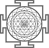 Um desenho em preto e branco de uma mandala com uma estrela no centro.