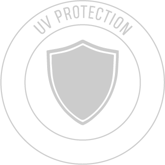 A shield in a circle with the words `` uv protection '' written around it.