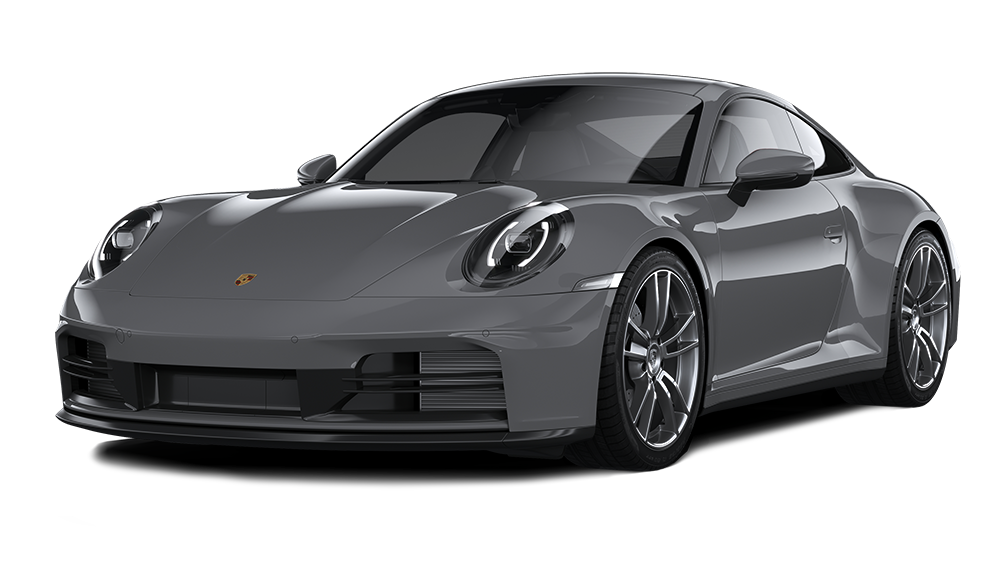 A gray porsche 911 is shown on a white background.