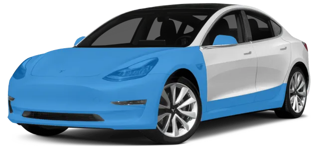 A red tesla model s is shown on a white background.