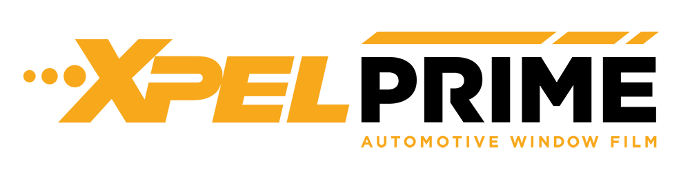 Logo for XPEL PRIME automotive window film. Text in yellow and black, with a gold stripe across the top.