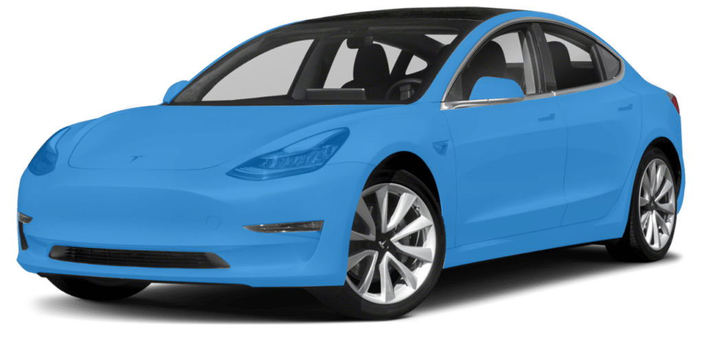 A red tesla model s is shown on a white background.