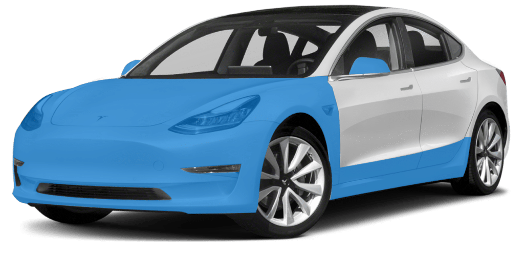 A red tesla model s is shown on a white background.