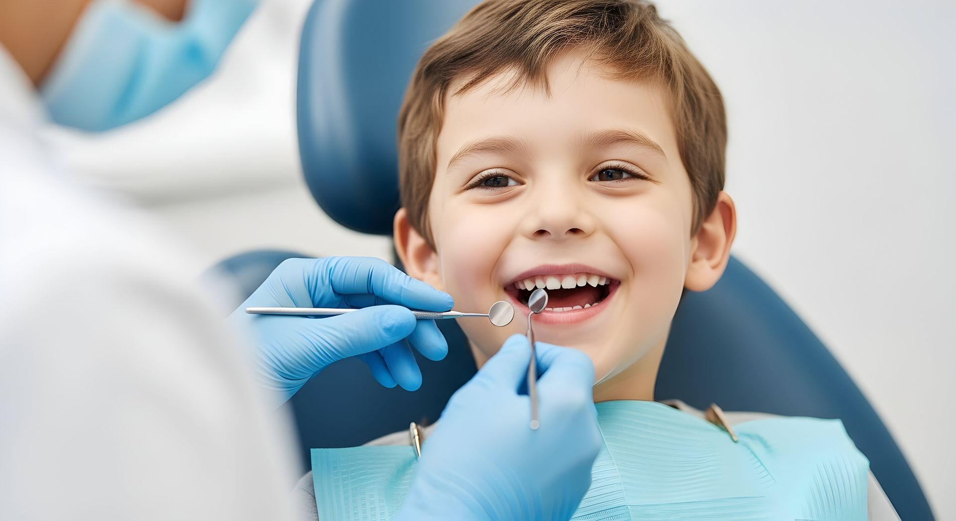 A young child receives a thorough dental check-up and care from a pediatric dentist.