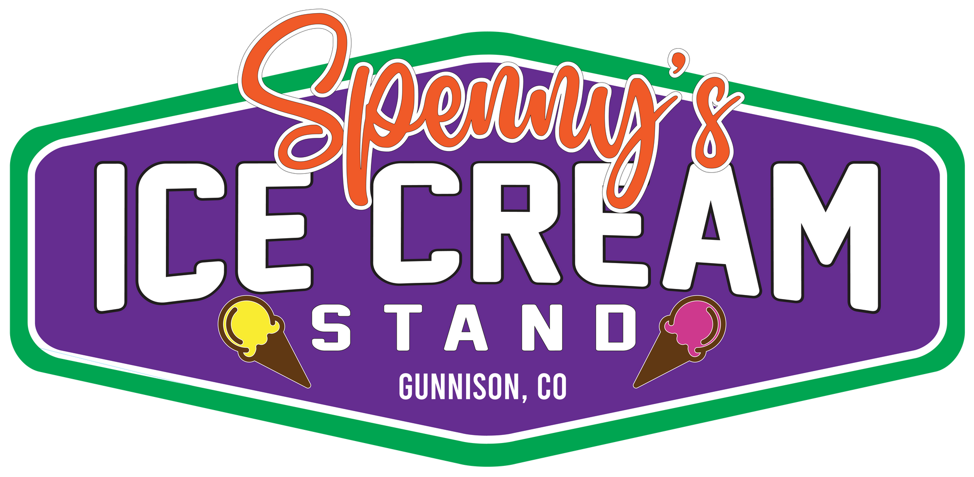 a sign that says ' spenny 's ice cream stand gunnison co ' on it