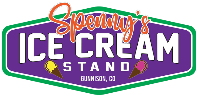 a logo for spenny 's ice cream stand in gunnison co