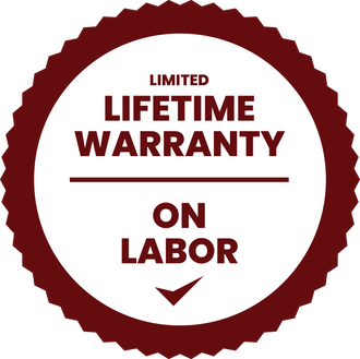 A limited lifetime warranty on labor badge with a check mark.