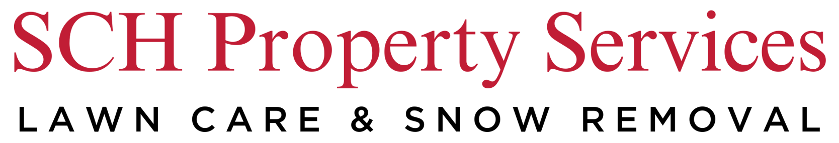 the logo for sch property services lawn care and snow removal