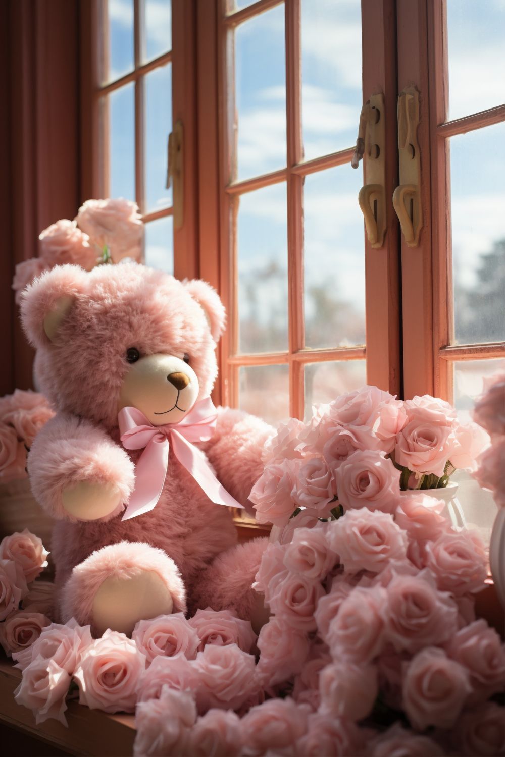 Baby bear With pink ribbon