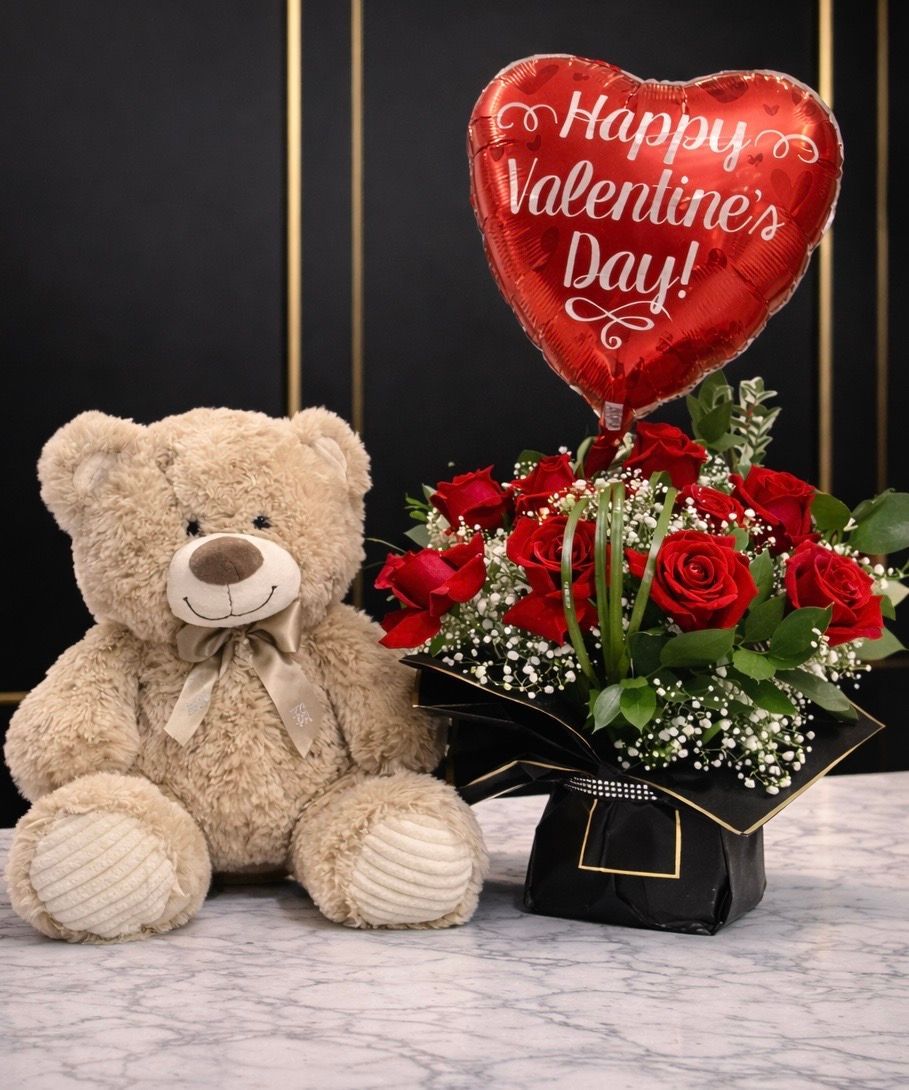 Saori bouquet , Balloon and teddy.