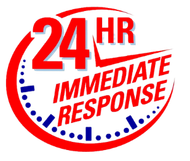 A logo that says 24 hr immediate response
