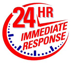 A logo that says 24 hr immediate response