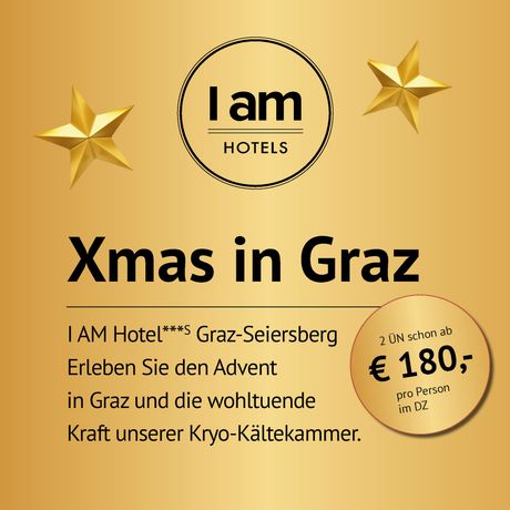 Einladung für Weihnachten in Graz - im I AM HOTELS Graz-Seiersberg gibt es Pakete für den Advent in Graz und die Kryokammer