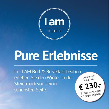 Einladungsbild für Pure Erlebnisse im I AM HOTELS Bed & Breakfast Leoben - Winter in der Steiermark von der schönsten Seite