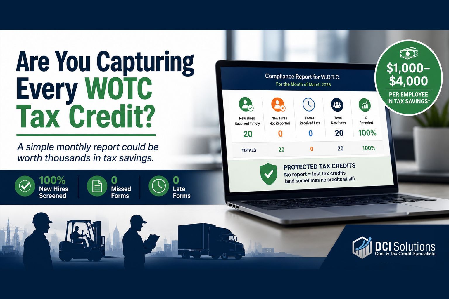 Blue Collar Workers tax credit flyer with earnings examples and white text on a dark banner