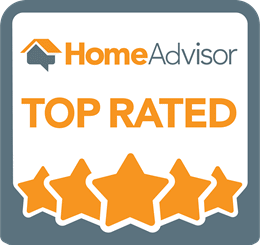 a badge that says home advisor top rated