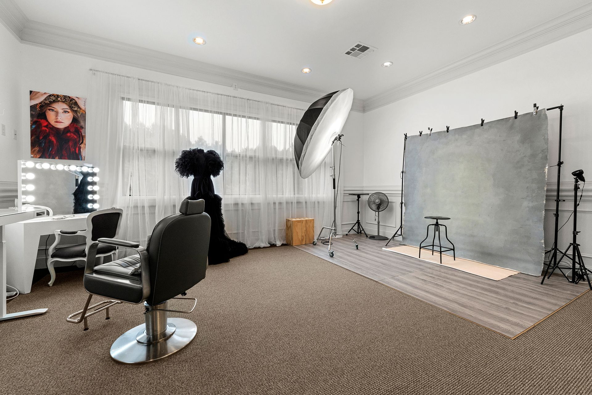 There is a chair in the middle of the room.