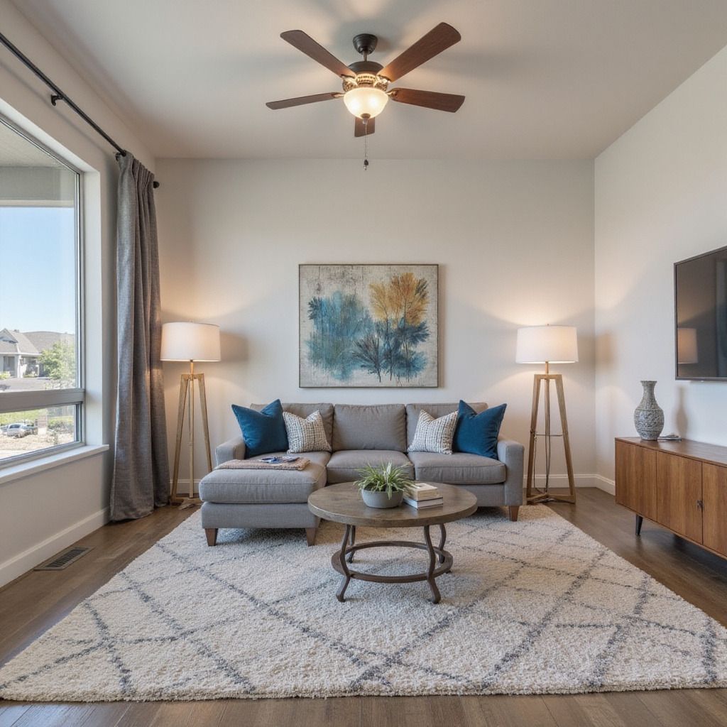 Bright, modern Tulsa, Oklahoma apartment living room with floor-to-ceiling windows, sleek furnishings, and a view of the city skyline
property community lease lease community community community management washer gated community apartments balcony property lease balcony property community