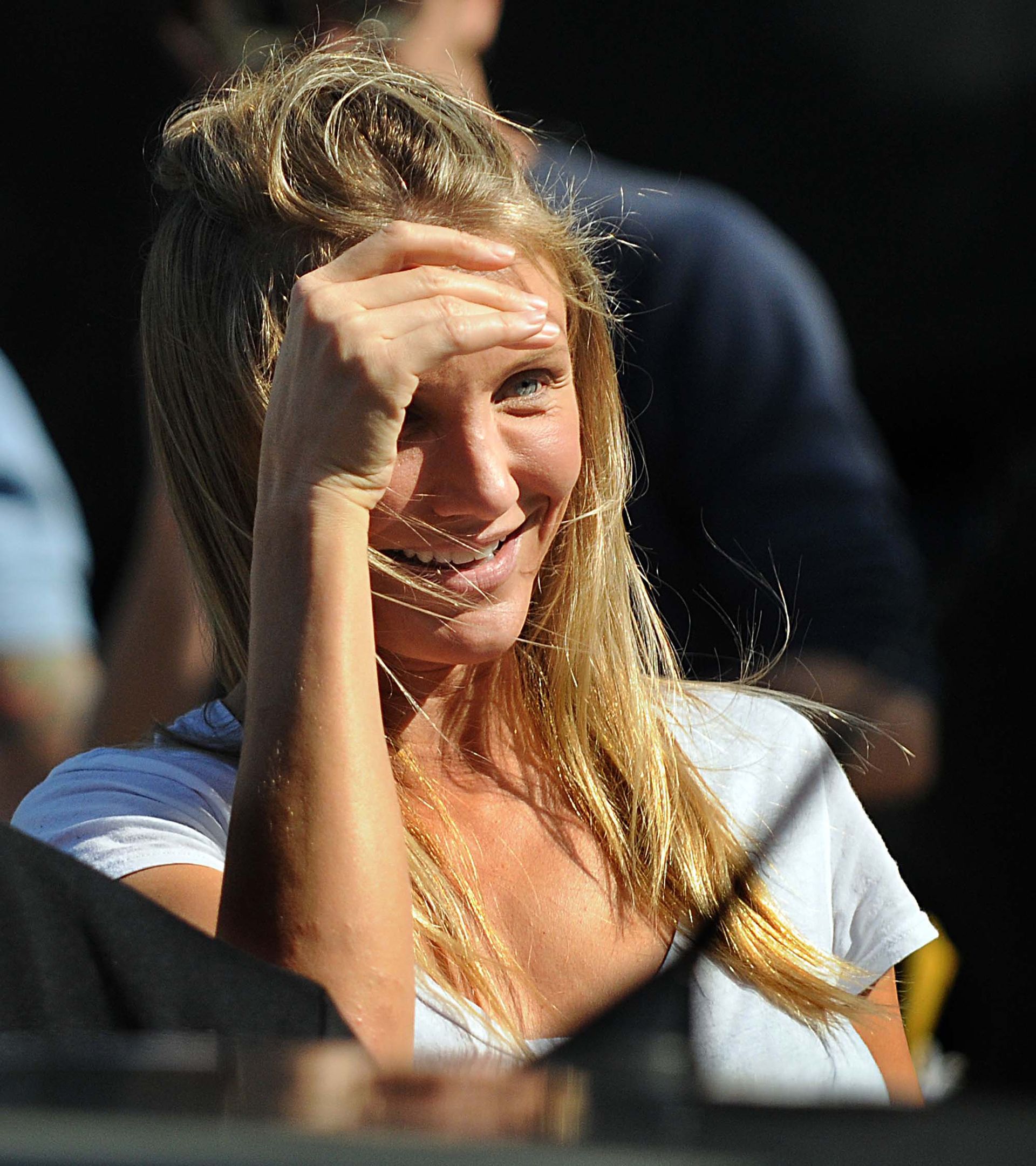 Actress Cameron Diaz leaves the Waltham set of “Knight and Day” after a rehearsal, Oct. 7, 2009.