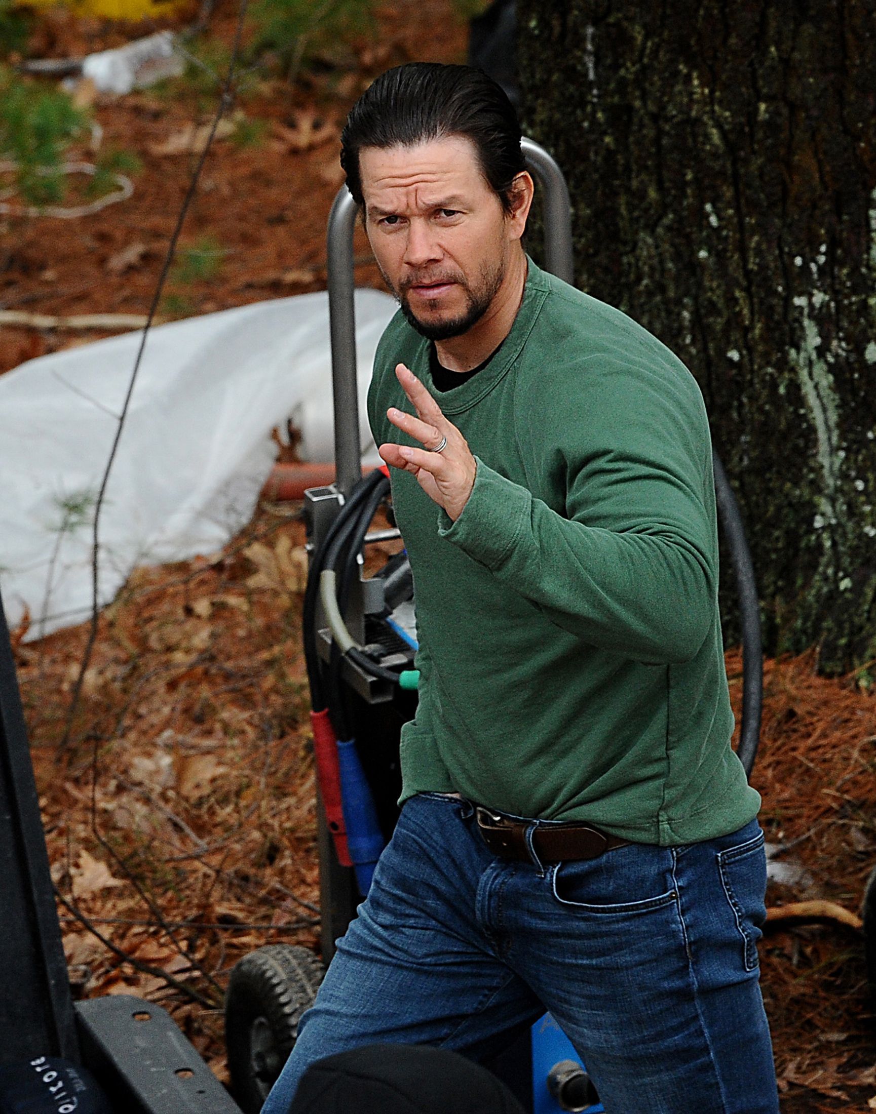 Mark Wahlberg arrives on set for