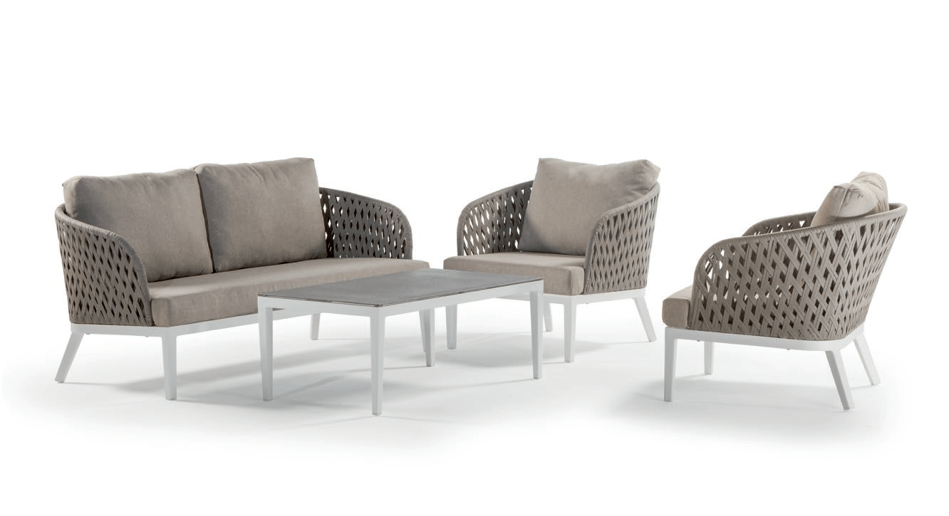 tavolo e sedie bianchi di design da esterno
