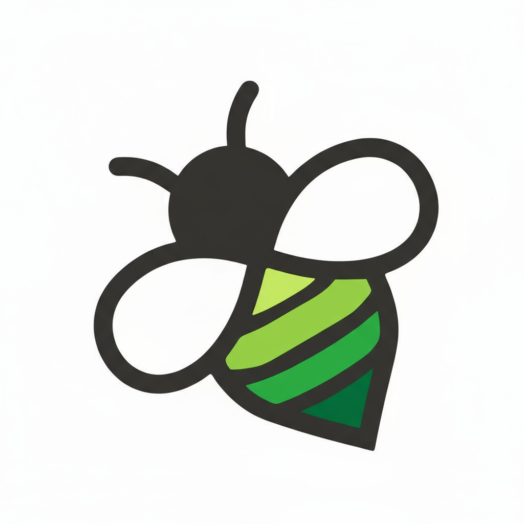 Ape con corpo a strisce verdi e gialle, testa e ali nere.