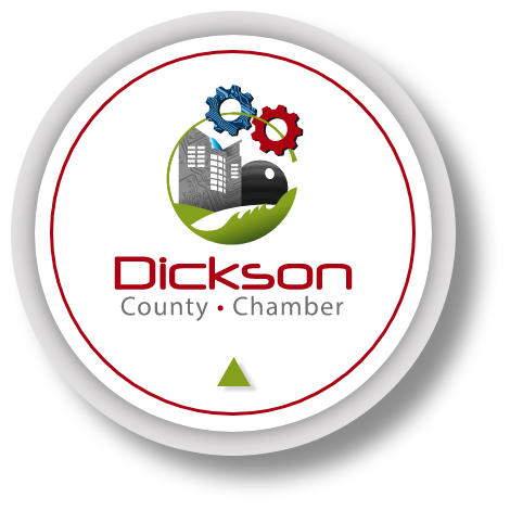 Dickson County Chamber logo – sponsor of Kingdom Fence Company, promoting local business and community growth.