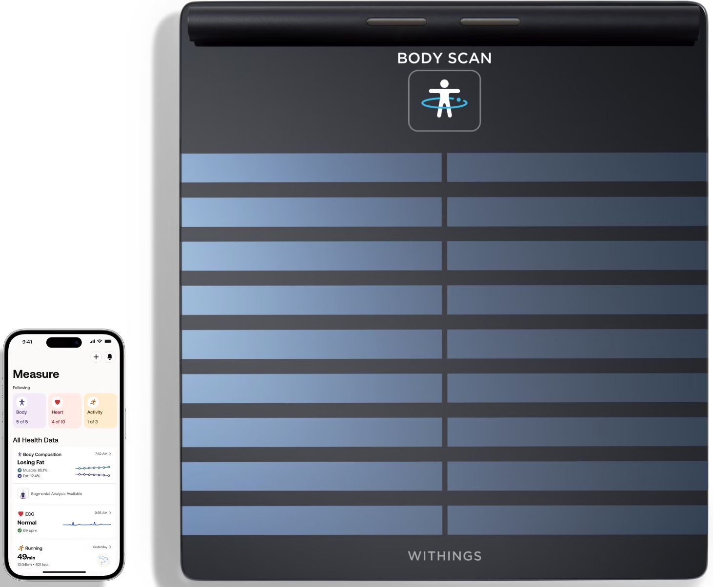 A body scan device next to a smart phone