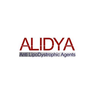 Logotipo de ALIDYA en rojo con el lema “Agentes antilipodistróficos” a continuación.