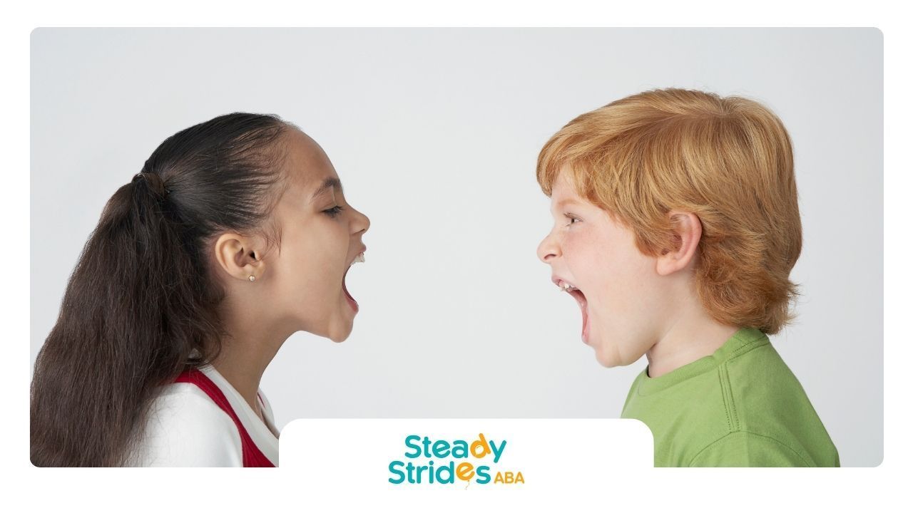 A boy and a girl are screaming at each other.