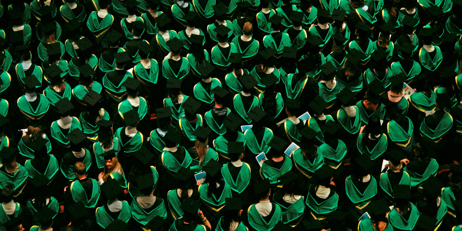 A crowd of graduates ready for graduation