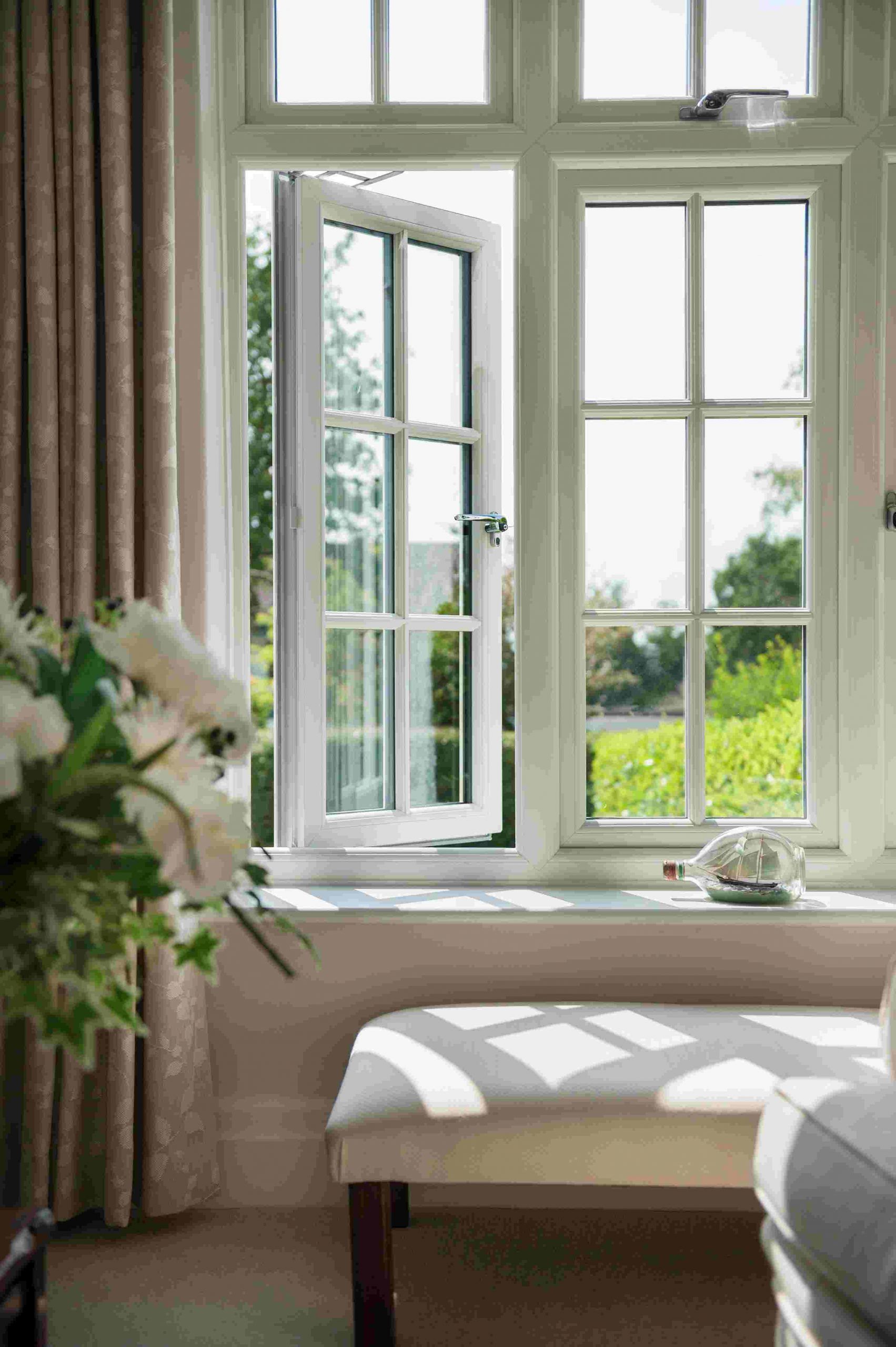 Internal view of a casement window with Astragal Bars.