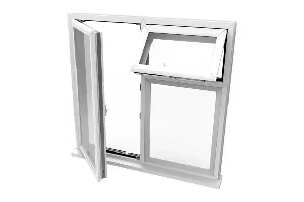 External view of a casement window.