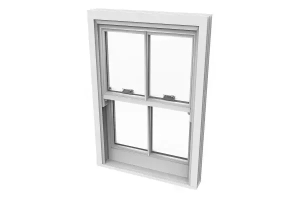 External view of a UPVC sliding sash window.