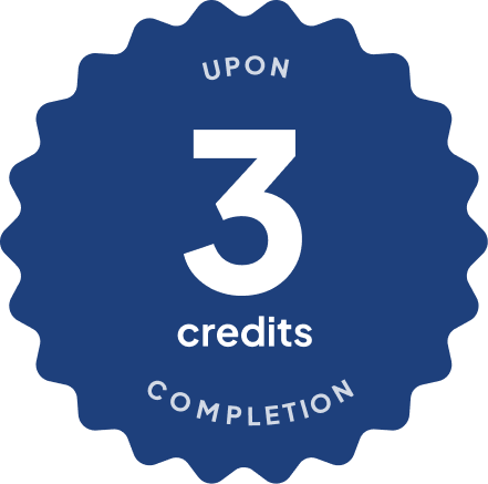 Blue badge with text: 