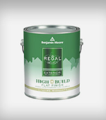 A can of benjamin moore regal select high build exterior paint.