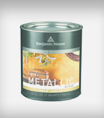 A can of metallic paint by benjamin moore.