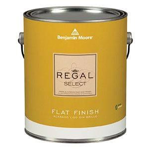 A can of benjamin moore regal select flat finish paint.