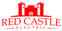 a red and white logo for red castle electric