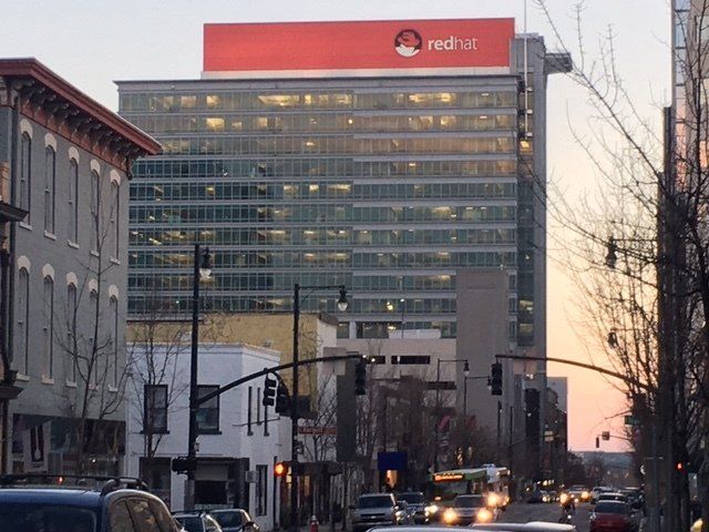 Redhat sign in Downtown Raleigh