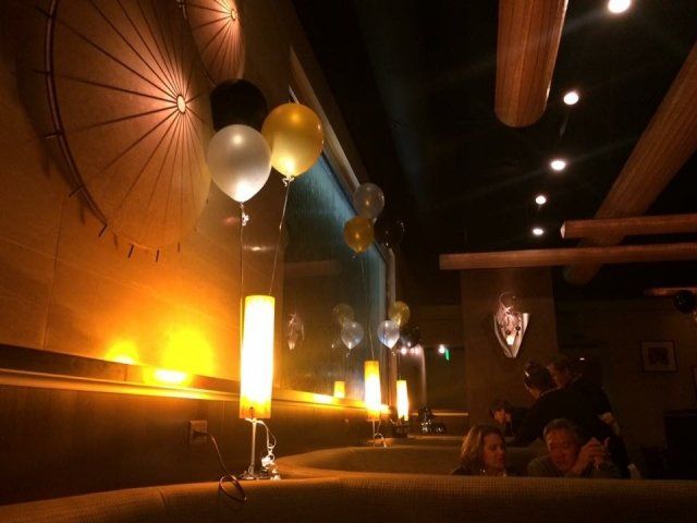 Inside a restaurant with balloons