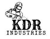 A black and white logo for KDR Industries