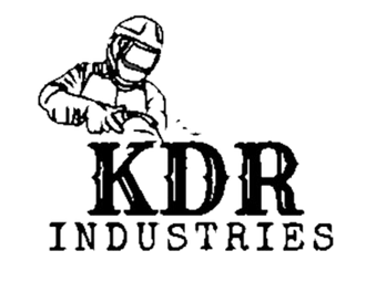 A black and white logo for KDR Industries