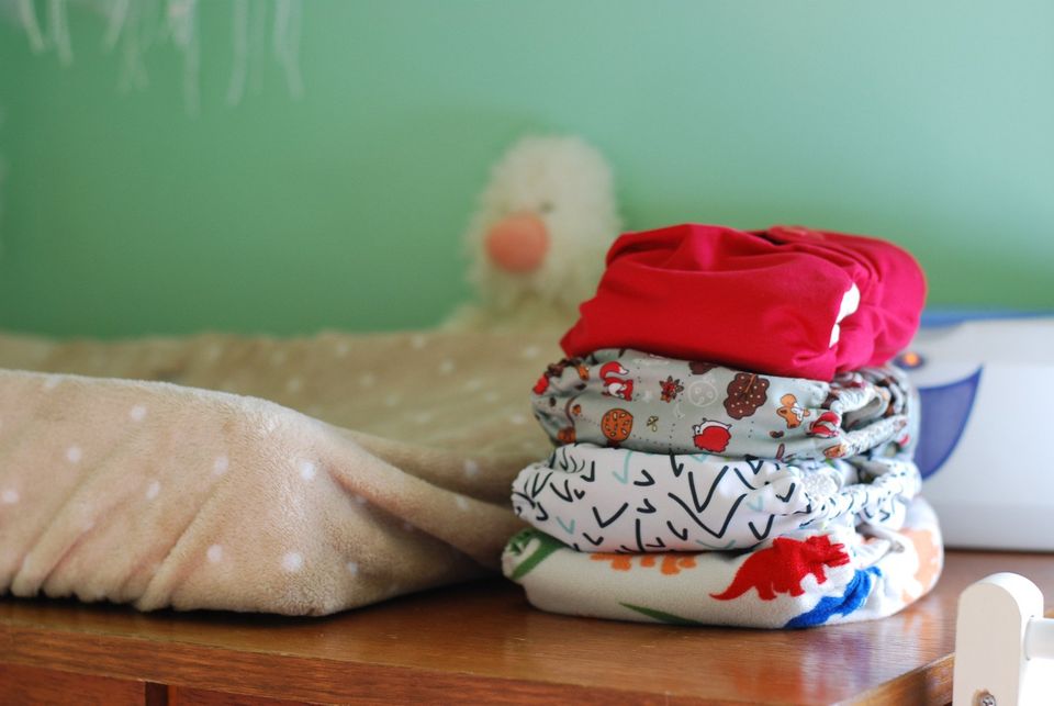 changing table with cloth diapers