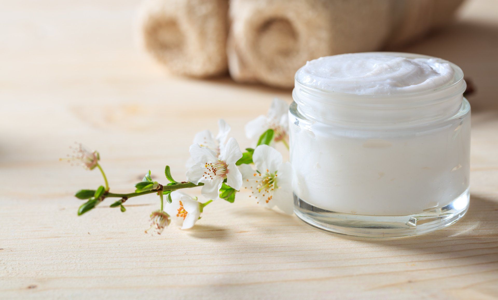 liniment cream with towel
