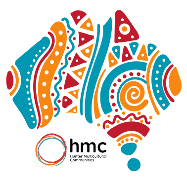 A colourful logo for hunter multicultural communities