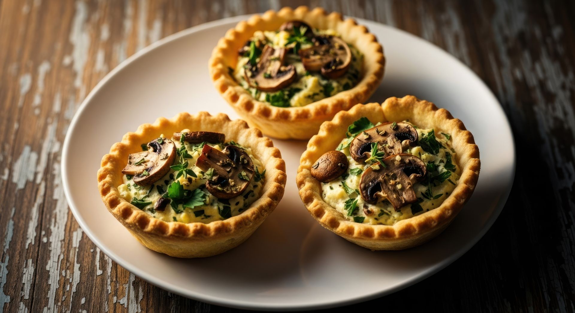 Mushroom, Cheese and Herb Mini Quiche with Side Salad