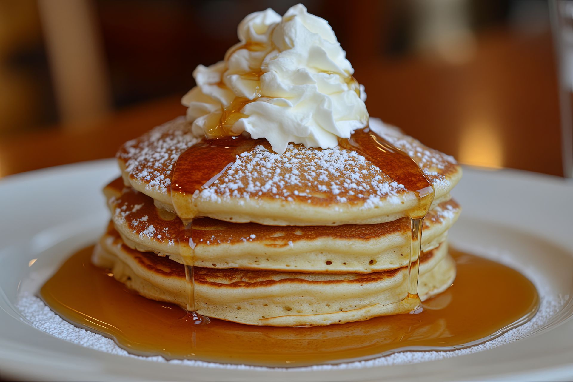 Pancakes Maple Syrup and Cream 