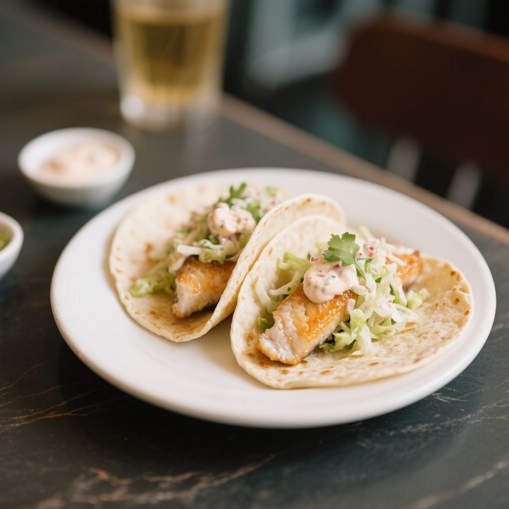 Soft Fish Taco with Slaw and Tartare Sauce